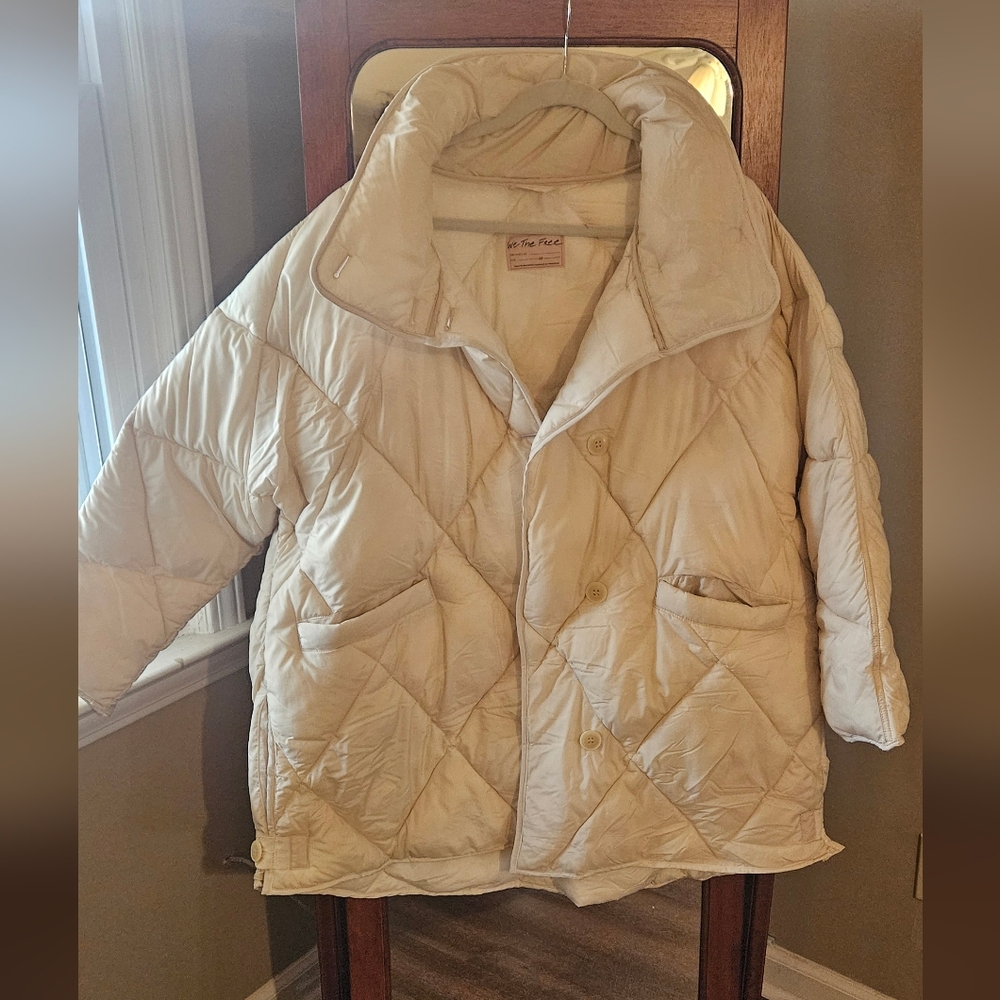 Free People Women's Cream Quilted Jacket